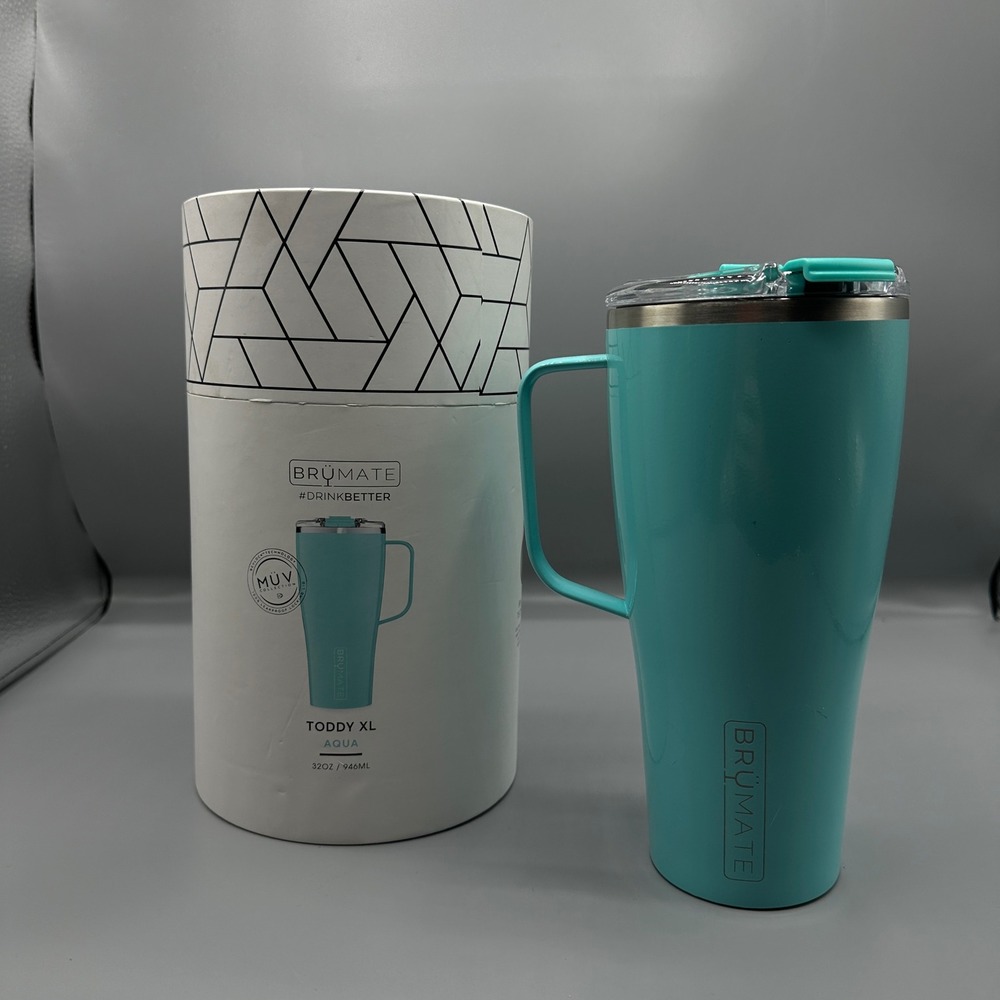 BruMate Toddy XL 32oz Insulated Mug Aqua Blue MUV Collection Leak Proof Lid